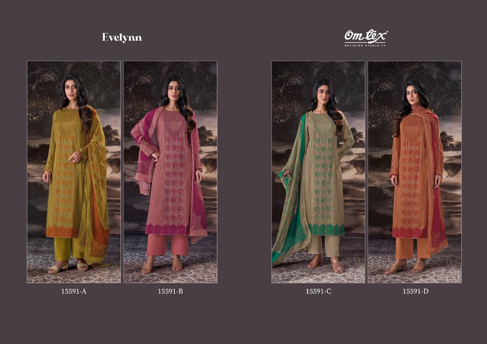 EVELYNN By OMTEX 15591 Series Stylish Beautiful Colourful MUSLEEN SILK Dresses At Wholesale Price